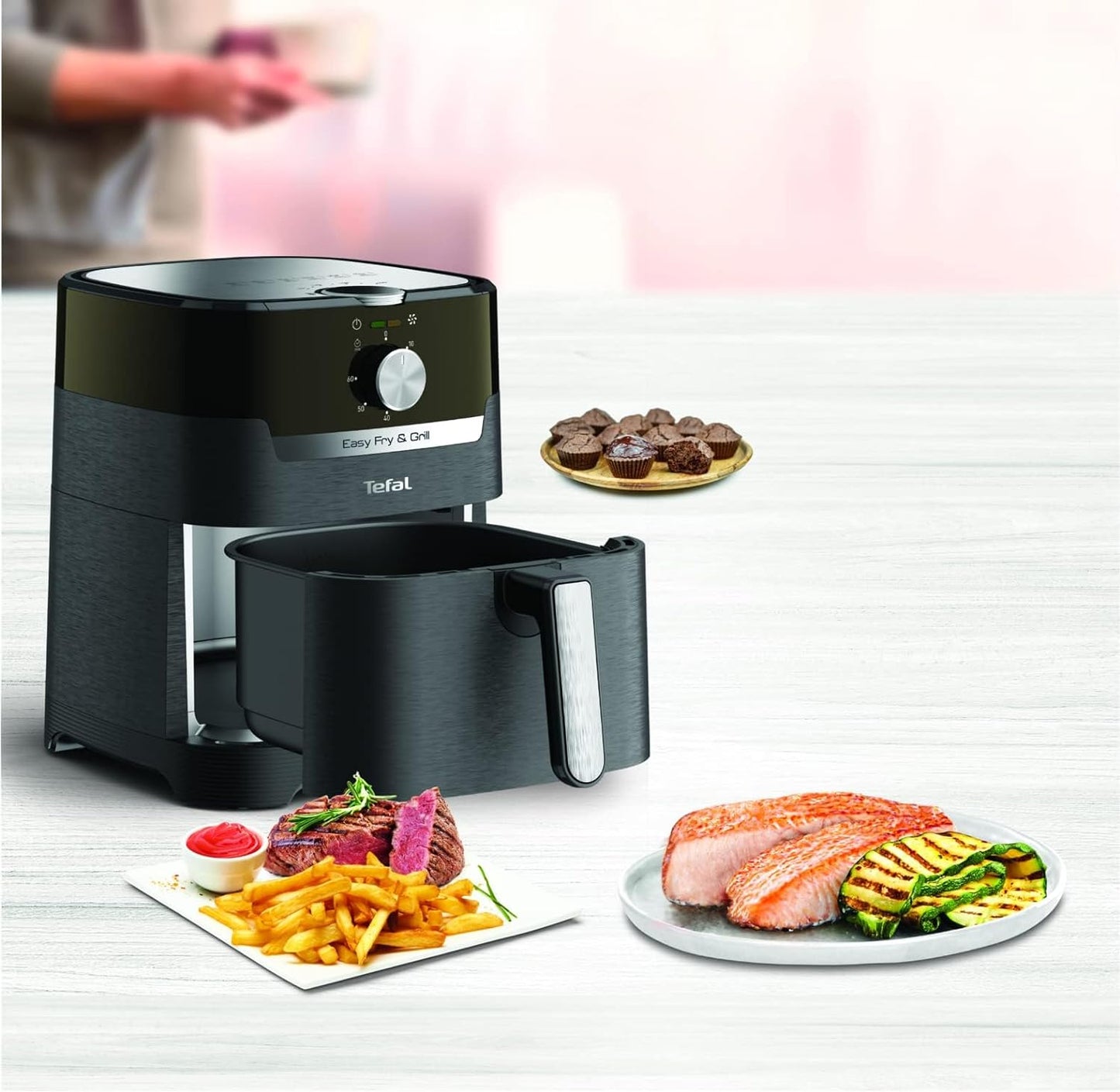 TEFAL Air Fryer | Easy Fry & Grill Digital 2-in-1 |4.2 L Capacity | 1550 W | Healthy Cooking | Air Fry + Grill | 8 Automatic Programs |Adjustable Temperature | Timer | 2 Years Warranty | EY505D27