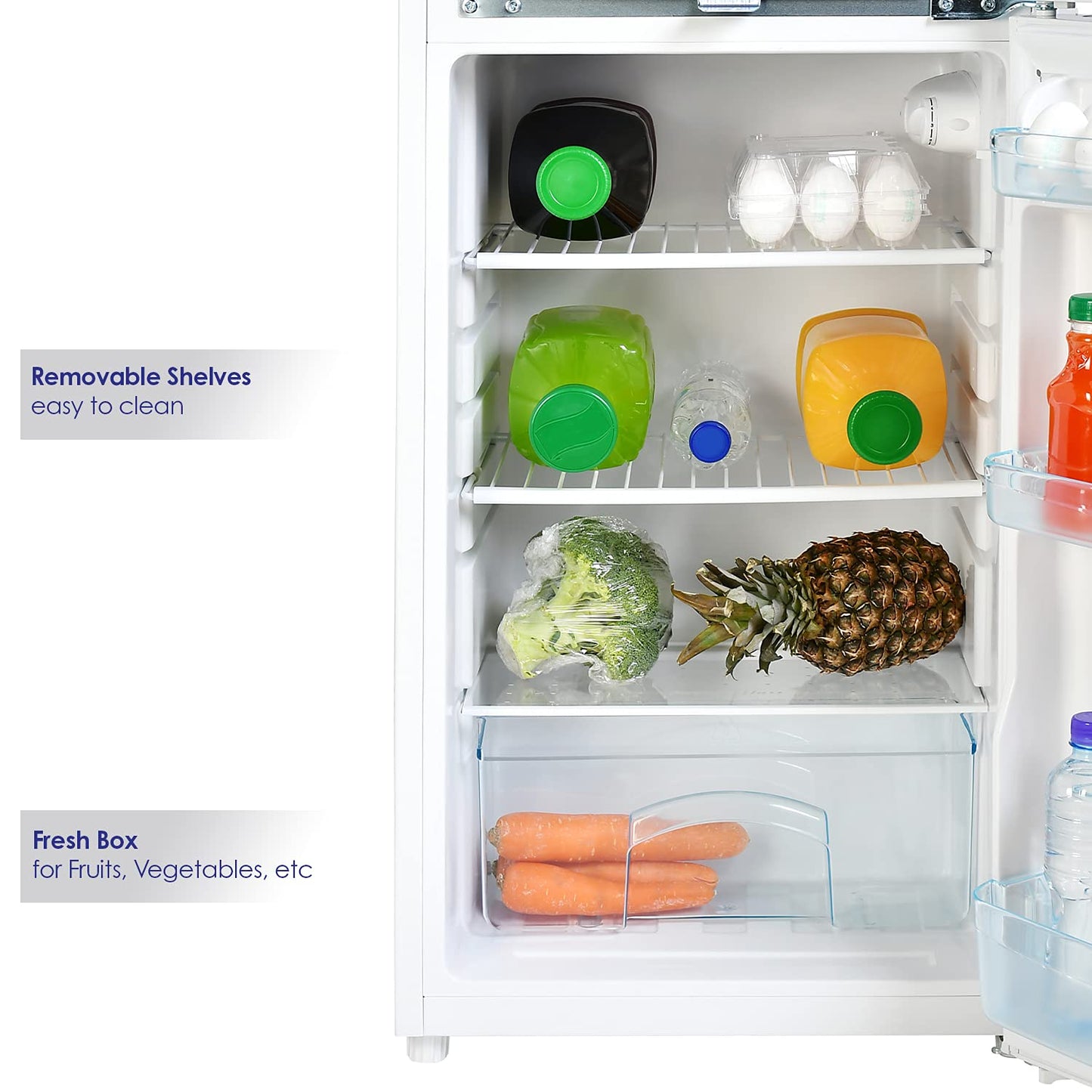 Super General 190 Liters Gross Compact Double Door Refrigerator-Freezer, Reversible door, Tropical Compressor, White, SGR-198-H, 48 x 53 x 137 cm, 1 Year Warranty