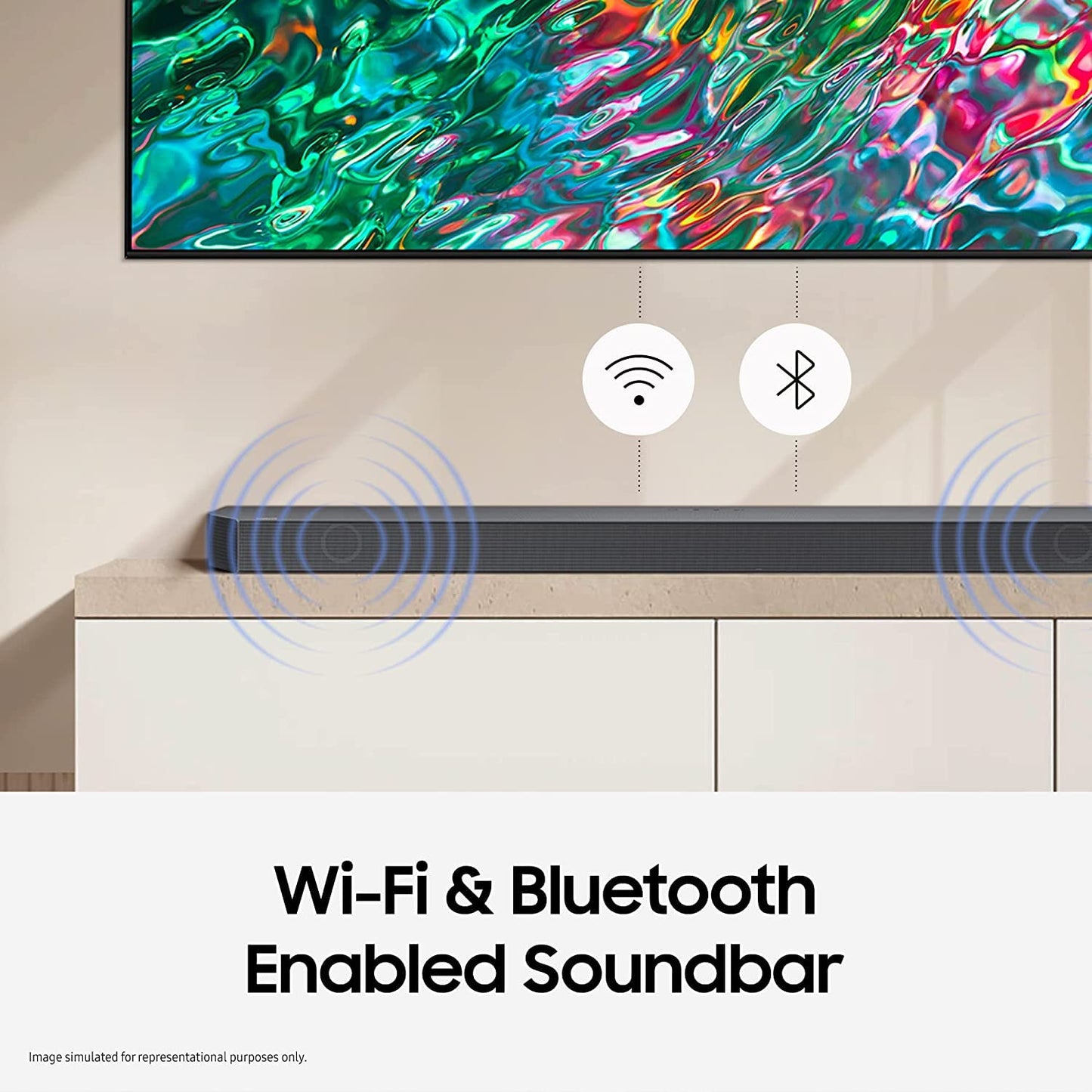 Samsung Q-Symphony soundbar (HW-Q700B) with 3 Channels, 1 subwoofer Channel, and 2 up-Firing Channels, Dolby True HD with Google & Alexa Smart Speaker (Black)