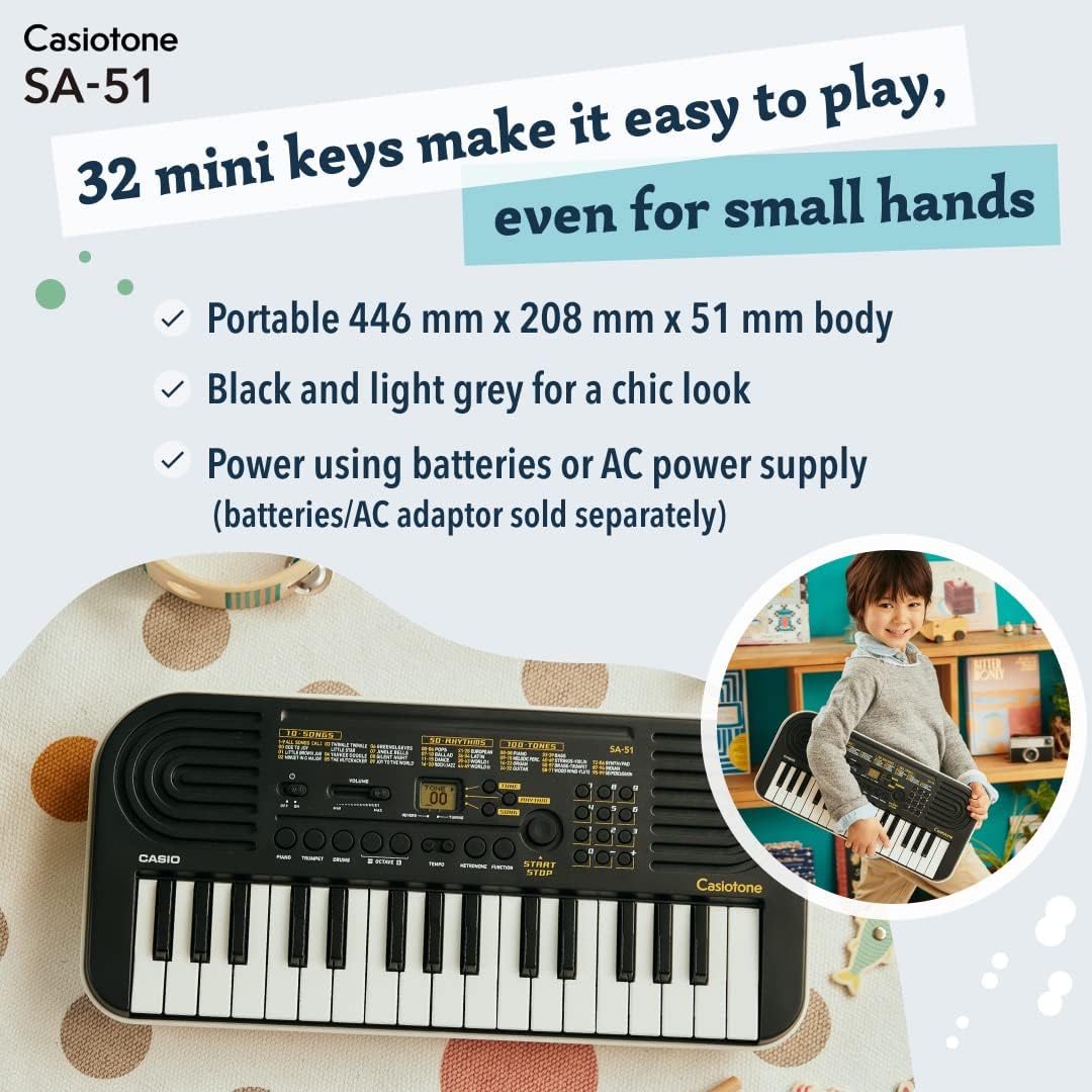 Casio SA-50 32 Mini-Keys Keyboard in White and Green