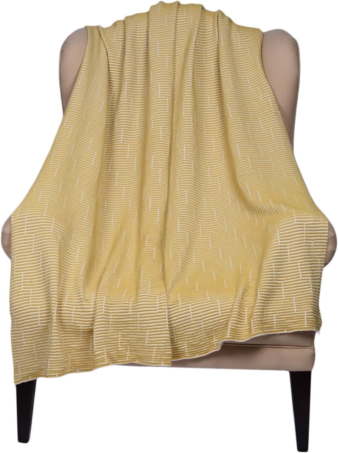 Lavish Touch 100% Cotton Knitted Throw, Blanket for All Season Indoor Outdoor