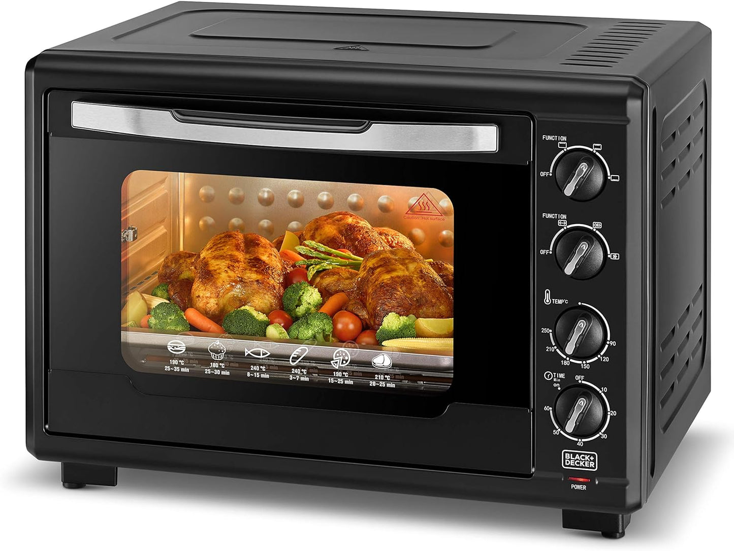 Black & Decker 2200W 70L Toaster Oven 90-230 Temp Setting, Double Grill With Convection And Glass Door For Safety+Multiple Accessories Toasting Baking Broiling TRO70RDG-B5 2 Years Warranty