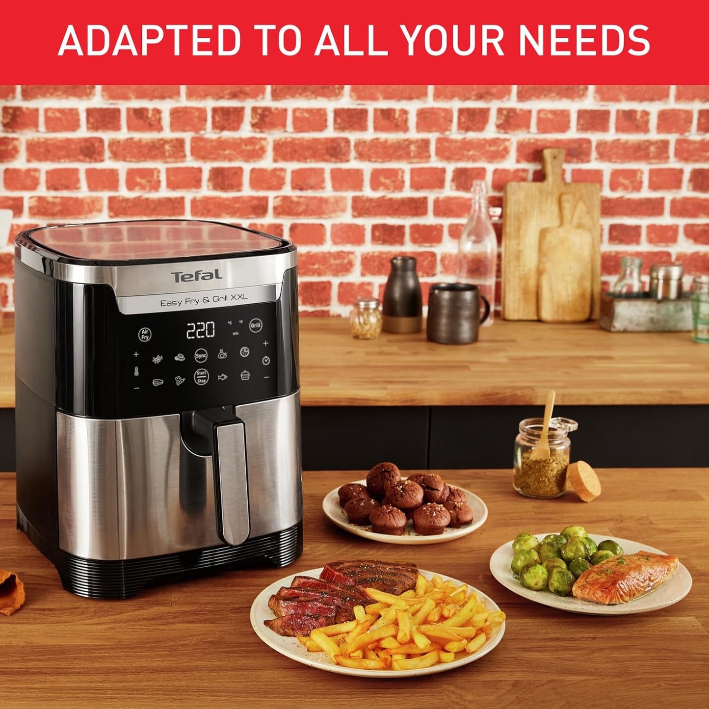 TEFAL Air Fryer | Easy Fry & Grill Digital 2-in-1 |4.2 L Capacity | 1550 W | Healthy Cooking | Air Fry + Grill | 8 Automatic Programs |Adjustable Temperature | Timer | 2 Years Warranty | EY505D27