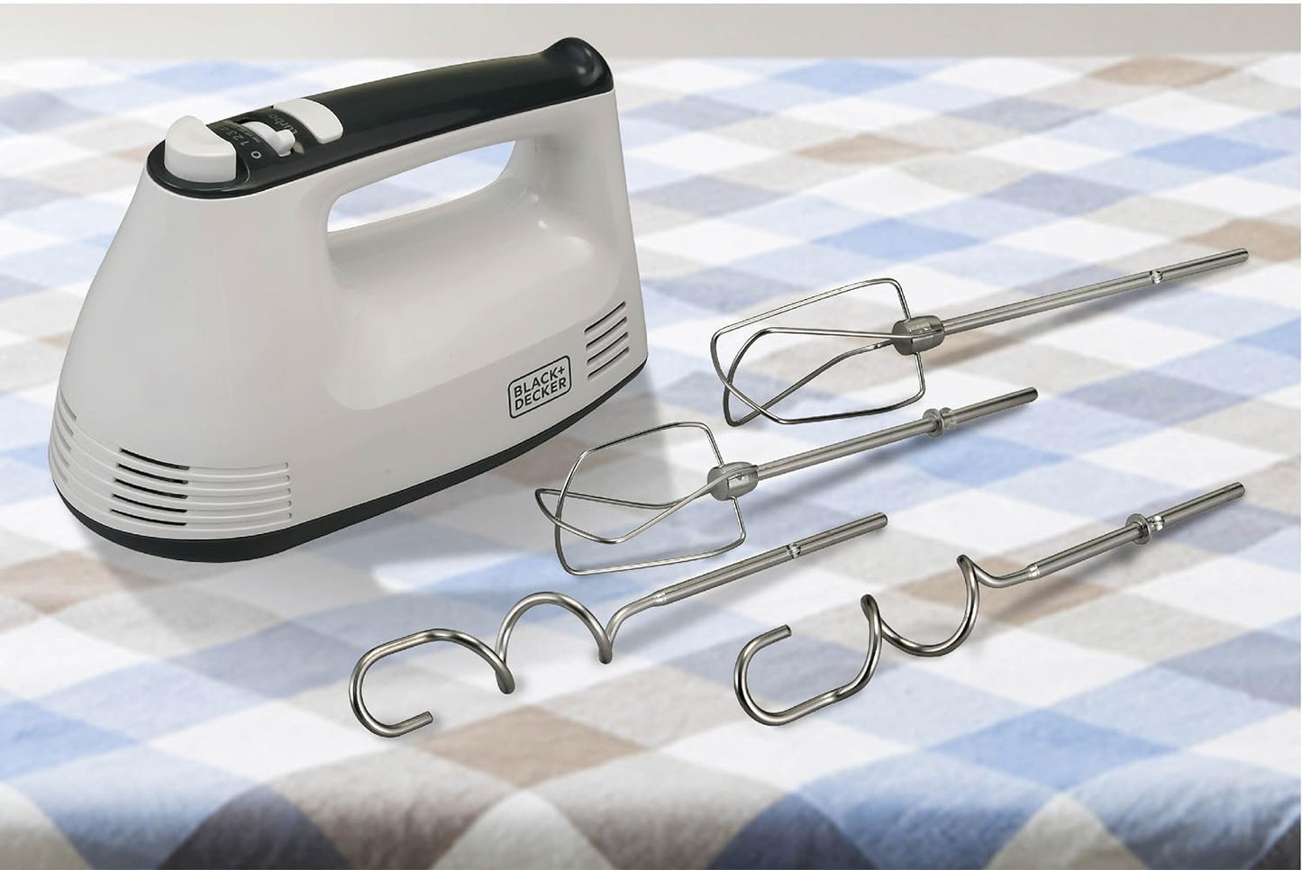 Black+Decker M350 300-Watt Hand Mixer | 5 Speed Turbo function | 2-year Warranty (White/Grey)