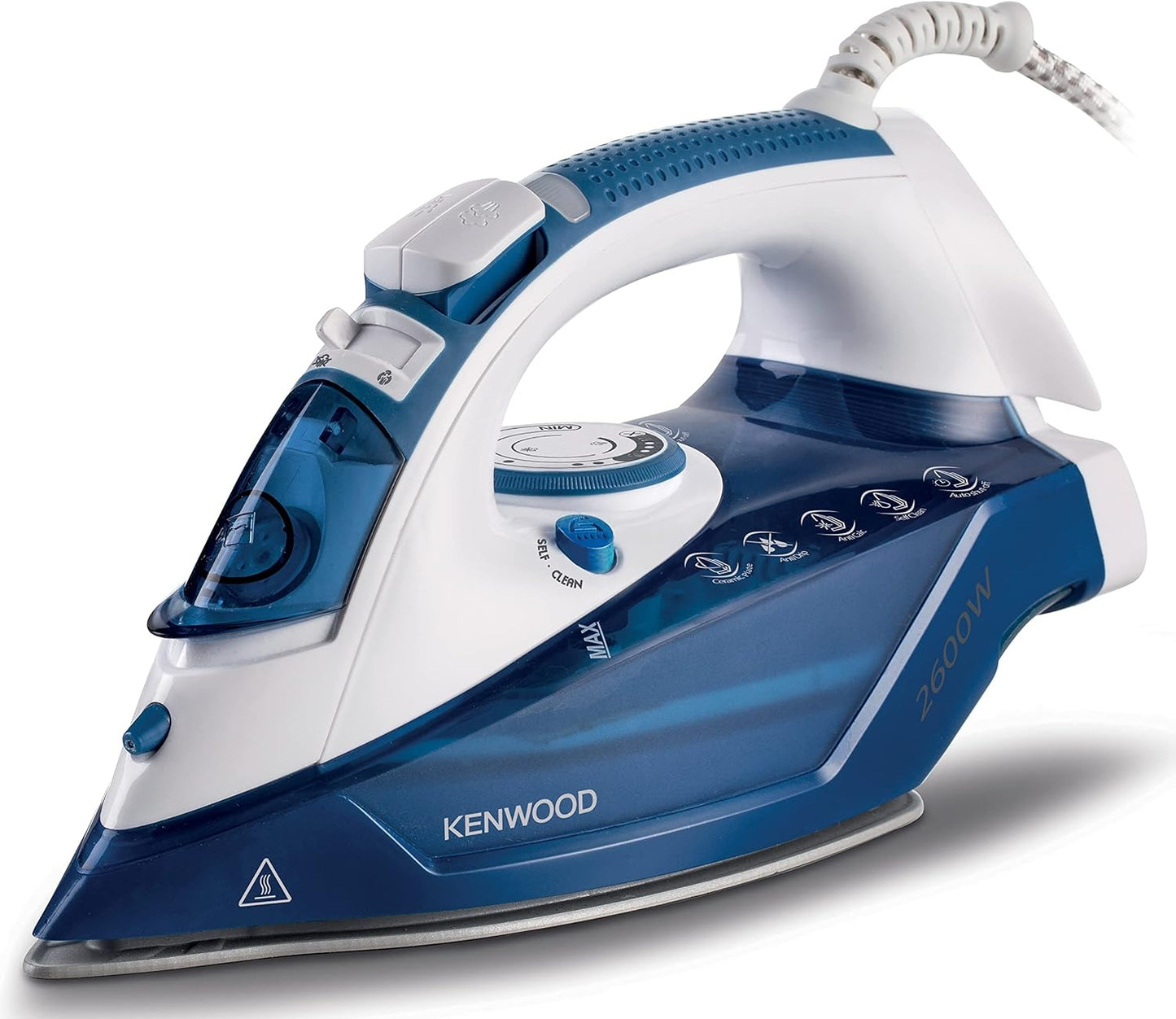 KENWOOD Steam Iron 2600W with Ceramic Soleplate, Anti-Drip, Anti-Calc, Self Clean, Continuous Steam, Burst, Spray Function STP70.000WG White/Green