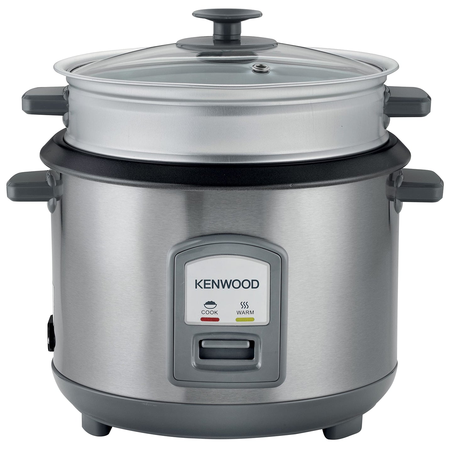 KENWOOD 2-in-1 Rice Cooker 1.8L 10-Cups Rice with Food Steamer Basket, Non-Stick Cooking Pot, Temepered Glass Lid, Warm/Cook Lights, Spatula Holder, Detachable Cord RCM44.000RD Red