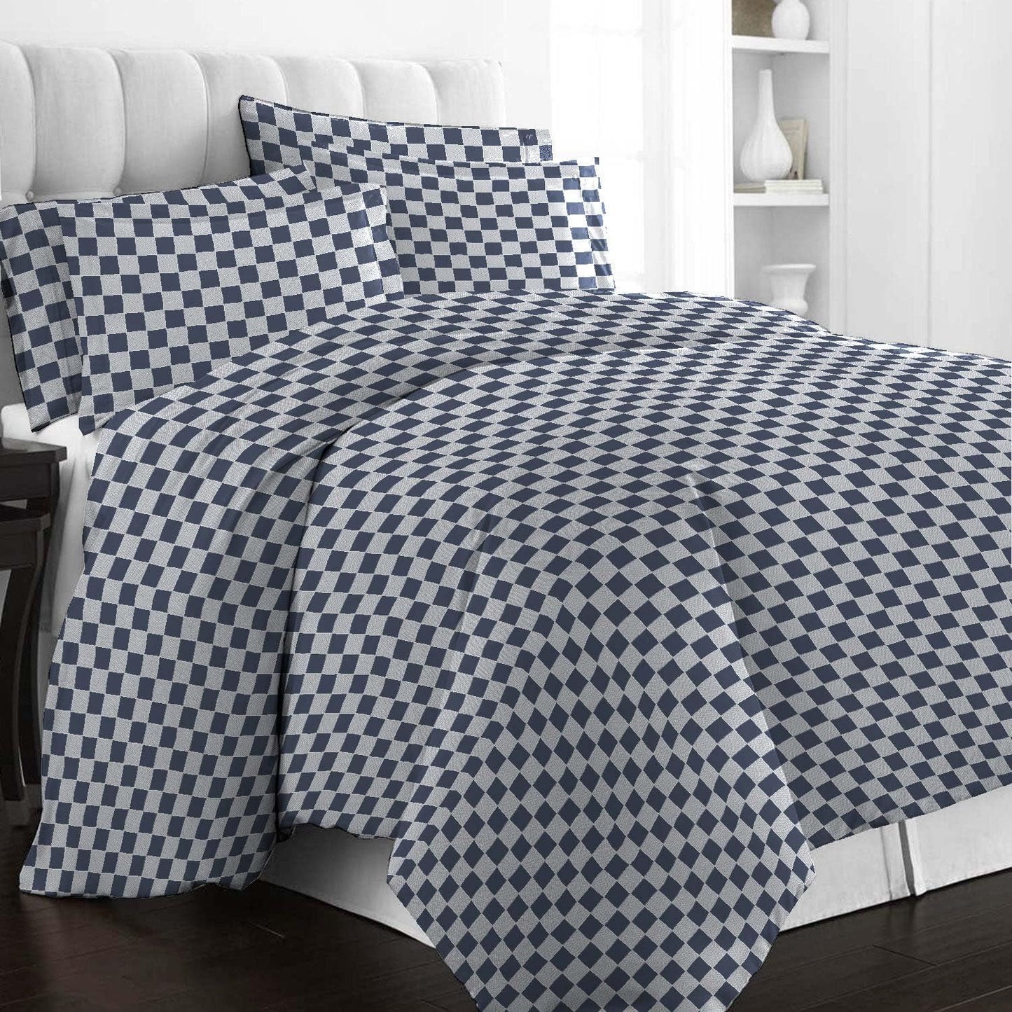Pizuna Pure 100% Cotton Full Duvet Cover Set, Luxurious 400 Thread Count Long Staple Cotton Sateen Weave with Button Closure (Combed Grey Cascade Stripe Cotton Duvet Cover Full)