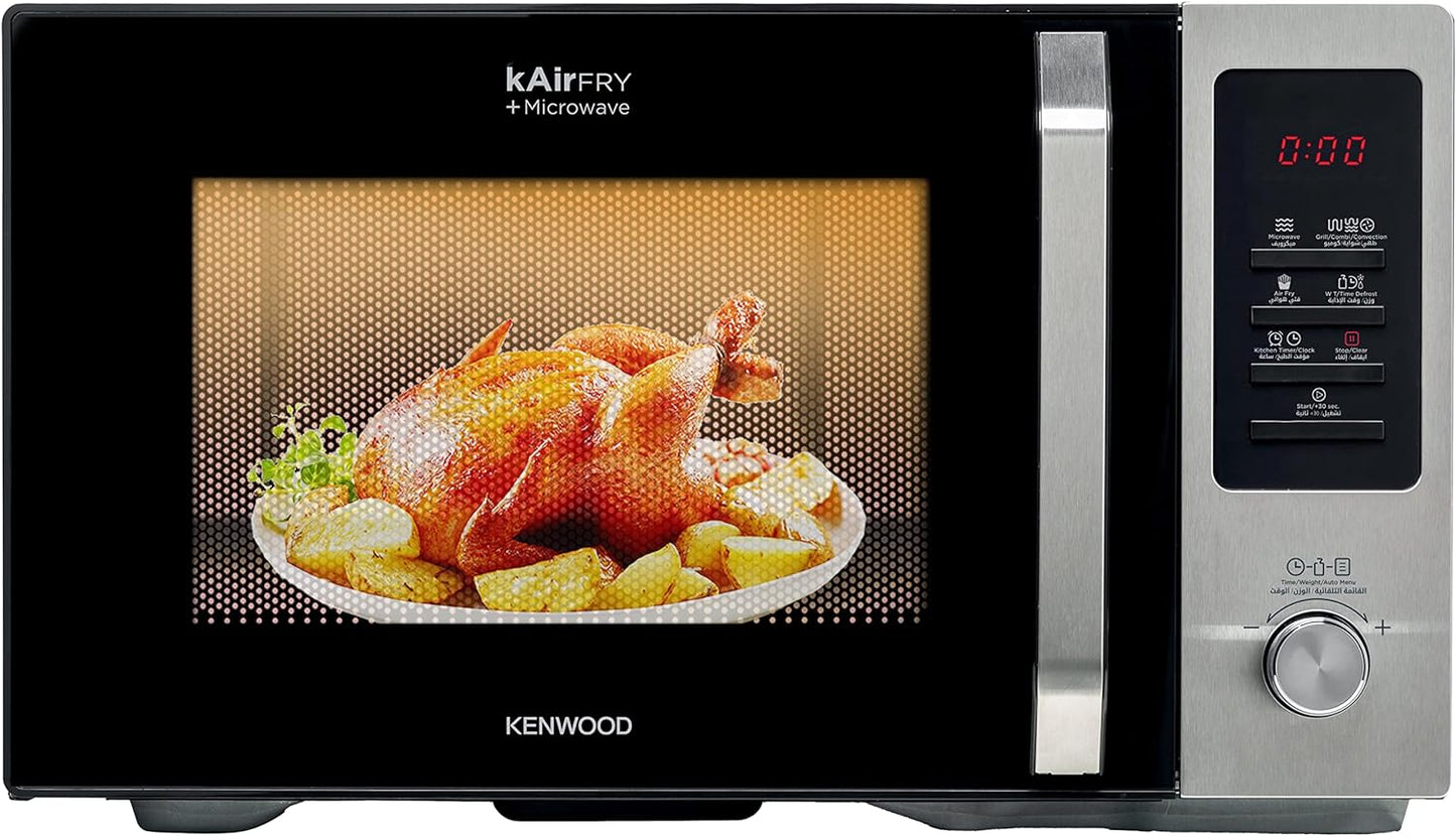 KENWOOD 30L Microwave Oven with Grill, Convection, Digital Display, 5 Power Levels, Defrost Function, Stainless Steel, Auto Menu, 95 Minutes Timer, Clock Function 900W MWM31.000BK Black/Silver