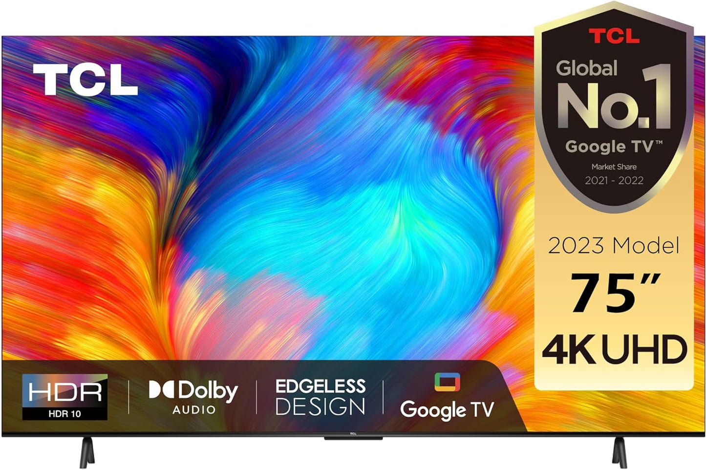 TCL 55 Inches Smart TV, 4K Ultra HD, Google TV, Dolby Audio HDR10 & Chromecast Built-in Edgeless Design - 55P637