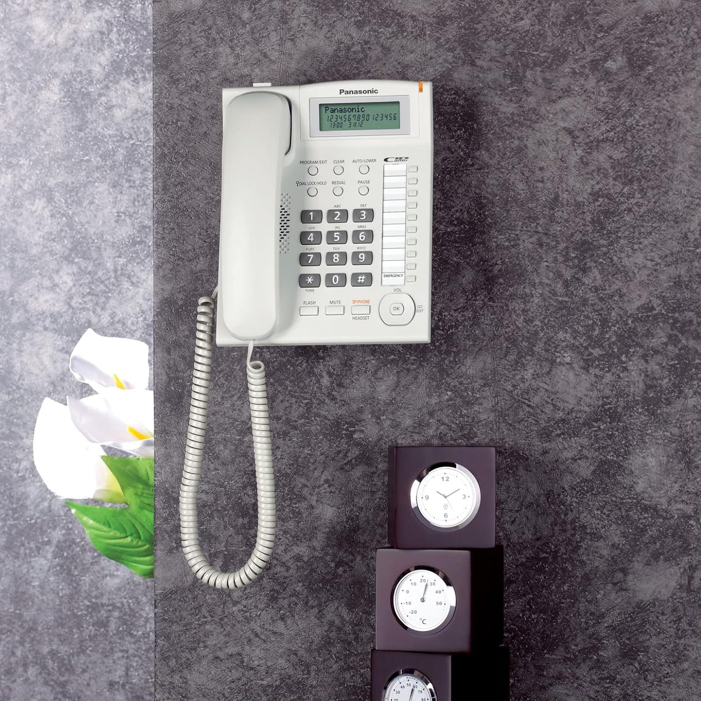 Panasonic Corded Phone with Caller ID and Hands-free speakerphone, KX-TS880FX1W (White)