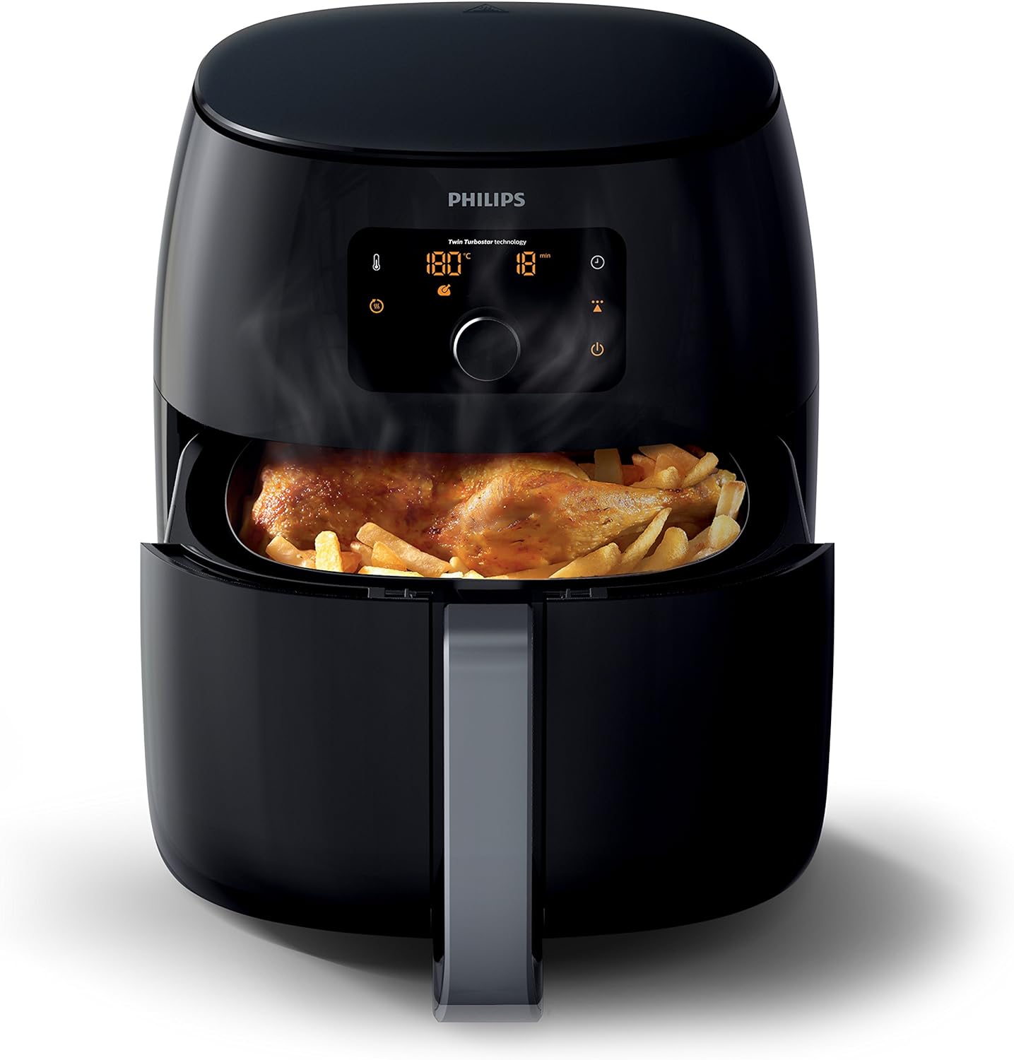 PHILIPS Avance Collection 2200W Air Fryer, with Fat Removal Technology for Healthy Cooking/Baking/Grilling, HD9650/91, Black., 1.4Kg XXL - UAE Version