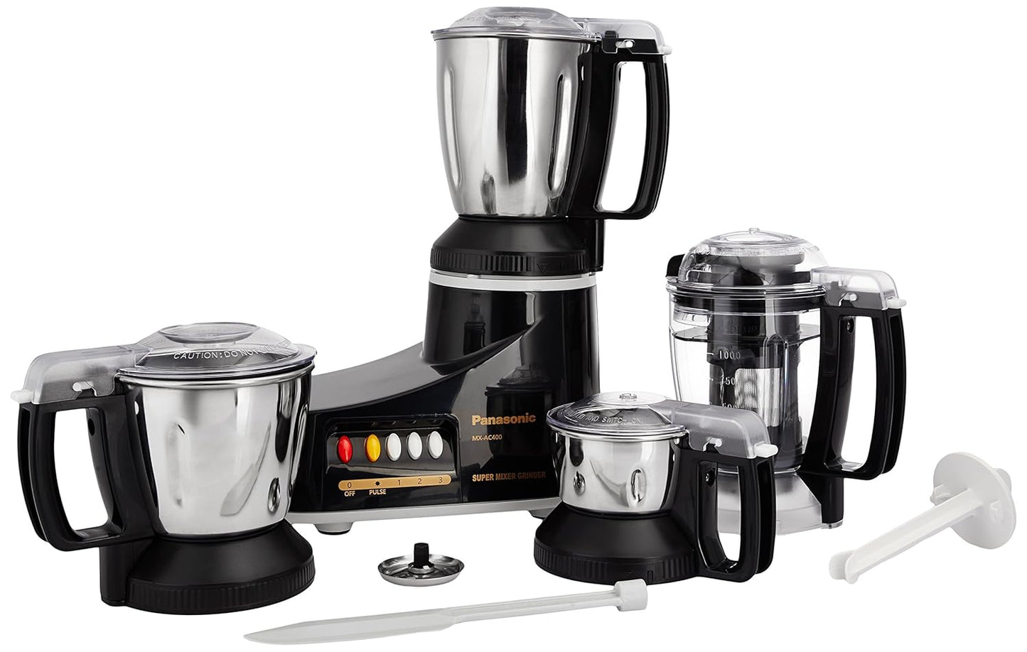 Panasonic MX-AC400 550-Watt Super Mixer Grinder with 4 Jars (Black)
