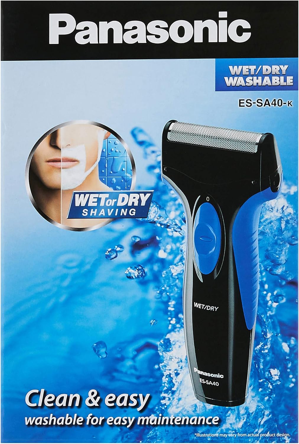 Panasonic ES-SA40K Pro Curve Wet & Dry Shaver, Black/Blue (Pack of 1)