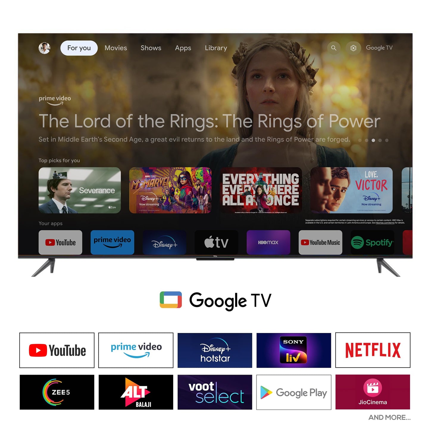 TCL 164 cm (65 inches) Bezel-Less Series 4K Ultra HD Smart LED Google TV 65P635 (Black)