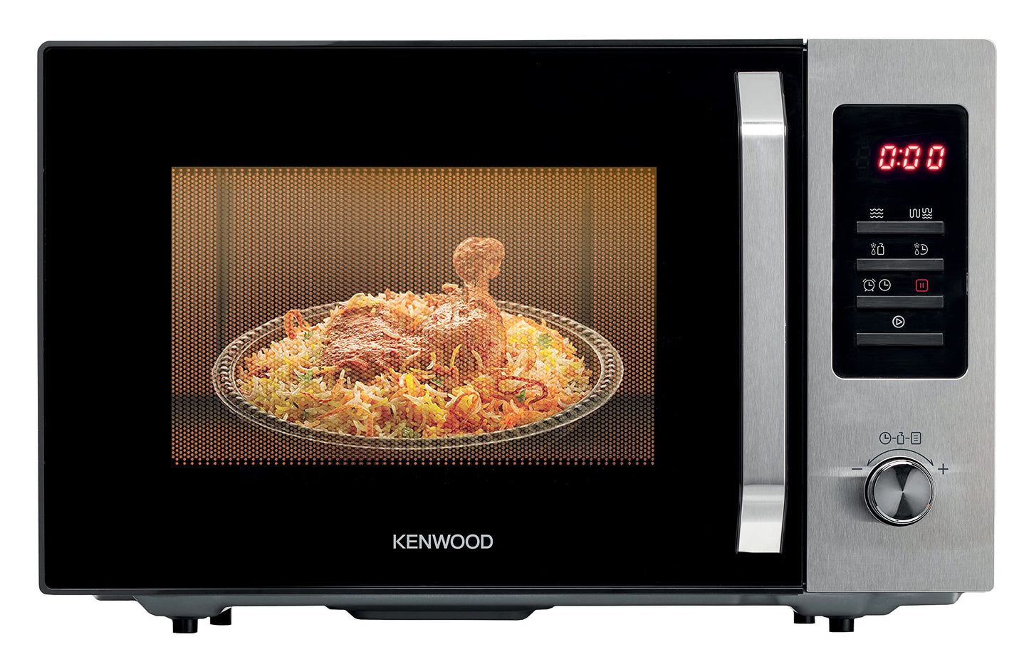 KENWOOD 30L Microwave Oven with Grill, Convection, Digital Display, 5 Power Levels, Defrost Function, Stainless Steel, Auto Menu, 95 Minutes Timer, Clock Function 900W MWM31.000BK Black/Silver