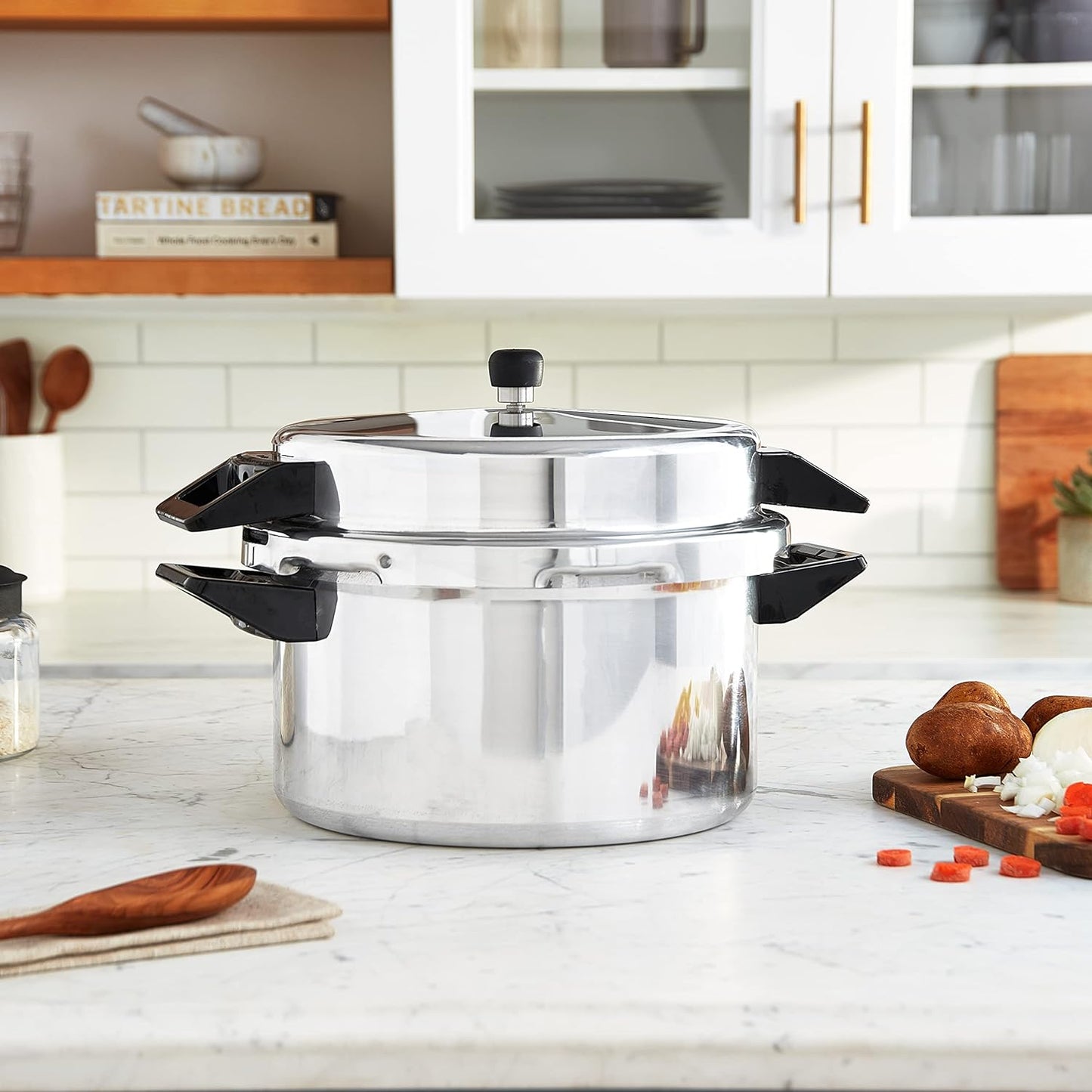 Prestige Popular Pressure Cooker | Aluminium Cooker with Lid 5 Ltr| Silver