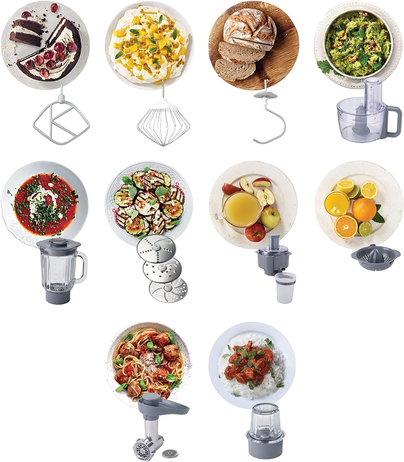 KENWOOD Stand Mixer Kitchen Machine PROSPERO 900W with 4.3L Stainless Steel Bowl, K-Beater, Whisk, Dough Hook, Glass Blender, Meat Grinder, Food Processor, Juicer, Citrus Juicer KM241002 Red