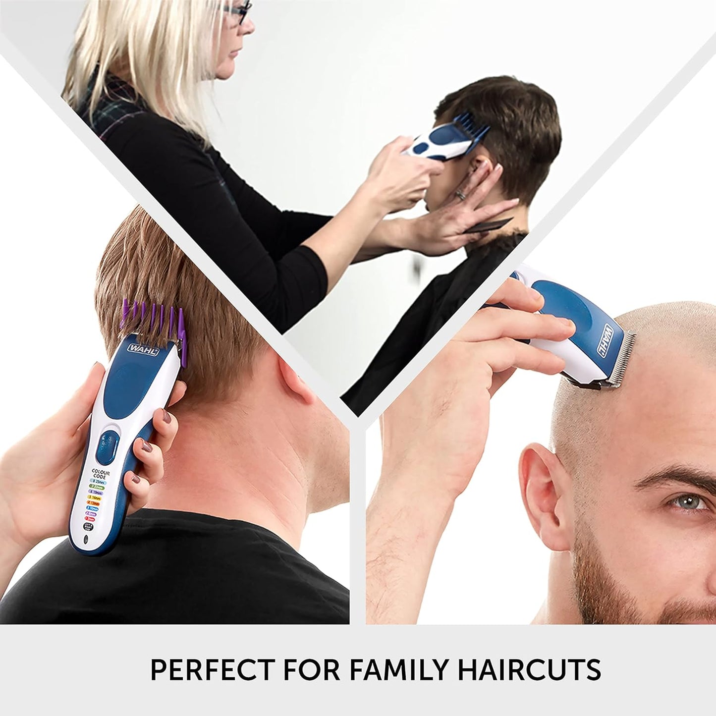 Wahl Colour Pro Cordless Clipper Kit, Soft Hairbrush Neck Duster, 12 Colour Coded Guide Combs, Hair Clippers for Men, Head Shaver, Men's Hair Clippers, Easy Home Haircutting, Family Haircuts
