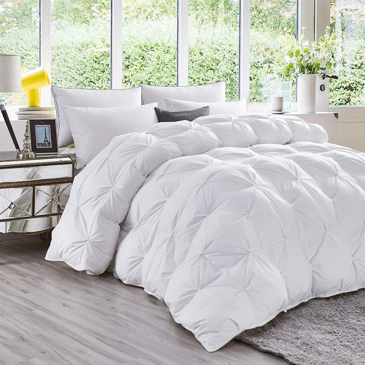 Premium Quality - King/California King Size (94" x 104") Inches, 3Pcs Pinch Pleated Comforter Set, 400GSM 100% Egyptian Cotton 800 Thread Count - Chocolate Solid