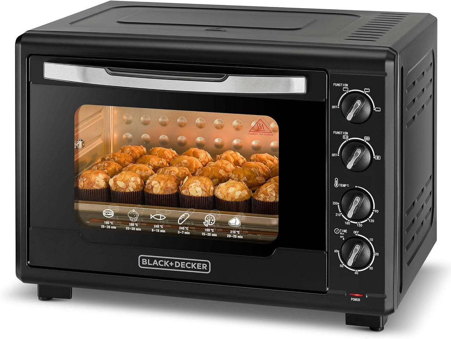 Black & Decker 2200W 70L Toaster Oven 90-230 Temp Setting, Double Grill With Convection And Glass Door For Safety+Multiple Accessories Toasting Baking Broiling TRO70RDG-B5 2 Years Warranty