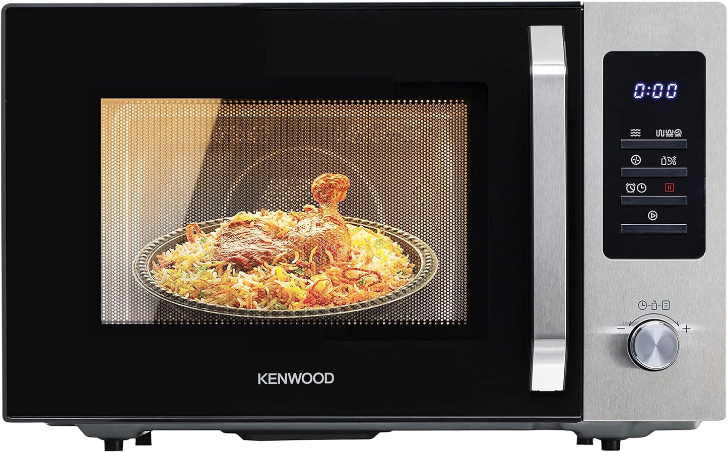 KENWOOD 30L Microwave Oven with Grill, Convection, Digital Display, 5 Power Levels, Defrost Function, Stainless Steel, Auto Menu, 95 Minutes Timer, Clock Function 900W MWM31.000BK Black/Silver