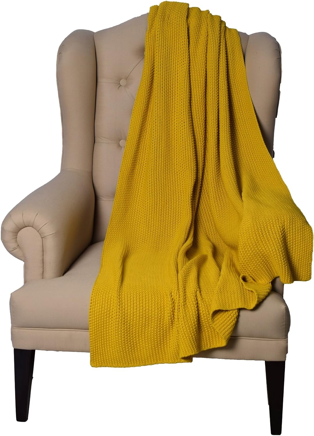 Lavish Touch 100% Cotton Knitted Throw, Blanket for All Season Indoor Outdoor
