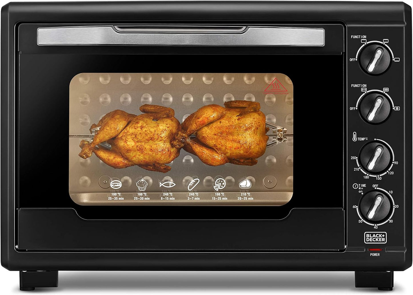 Black & Decker 2200W 70L Toaster Oven 90-230 Temp Setting, Double Grill With Convection And Glass Door For Safety+Multiple Accessories Toasting Baking Broiling TRO70RDG-B5 2 Years Warranty