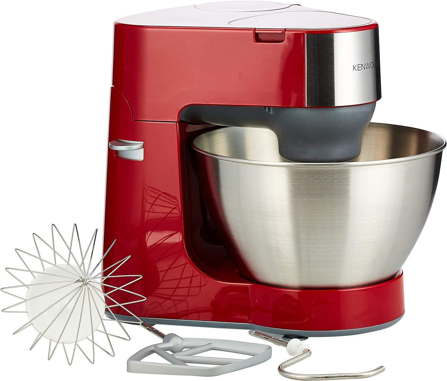 KENWOOD Stand Mixer Kitchen Machine PROSPERO 900W with 4.3L Stainless Steel Bowl, K-Beater, Whisk, Dough Hook, Glass Blender, Meat Grinder, Food Processor, Juicer, Citrus Juicer KM241002 Red