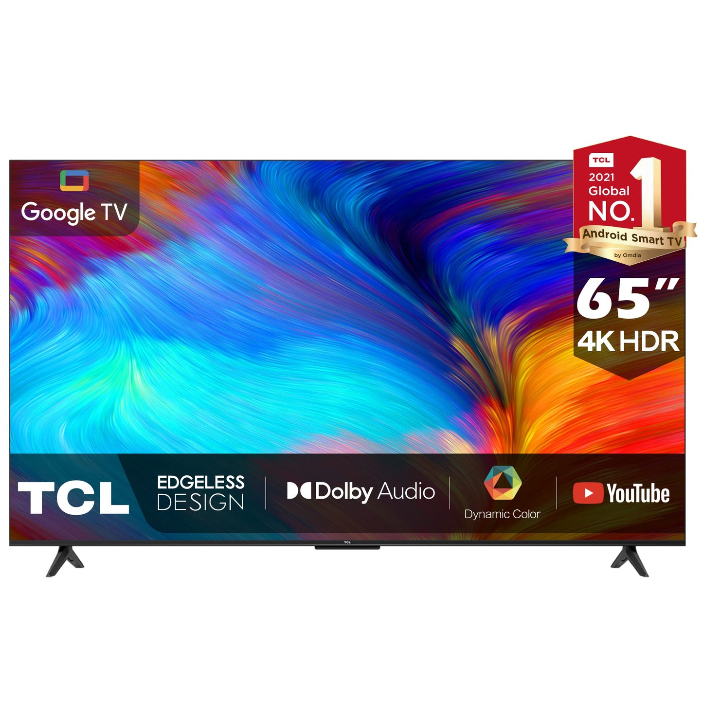 TCL 55 Inches Smart TV, 4K Ultra HD, Google TV, Dolby Audio HDR10 & Chromecast Built-in Edgeless Design - 55P637