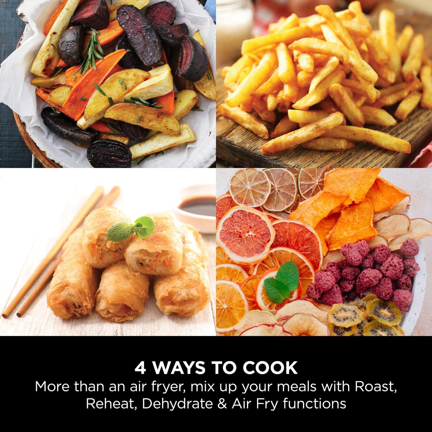 Ninja Air Fryer Af100, Roast, Reheat, Dehydrate, 3.8 L, 1550 Watts, Grey And Black"Min 1 year manufacturer warranty"