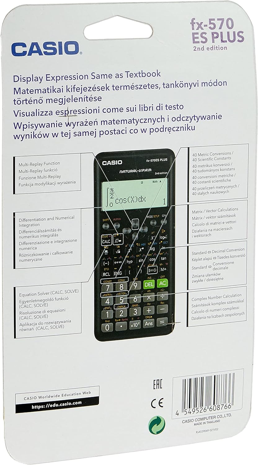 Casio Fx-570Es Plus 2 Scientific Calculator With 417 Functions, Black