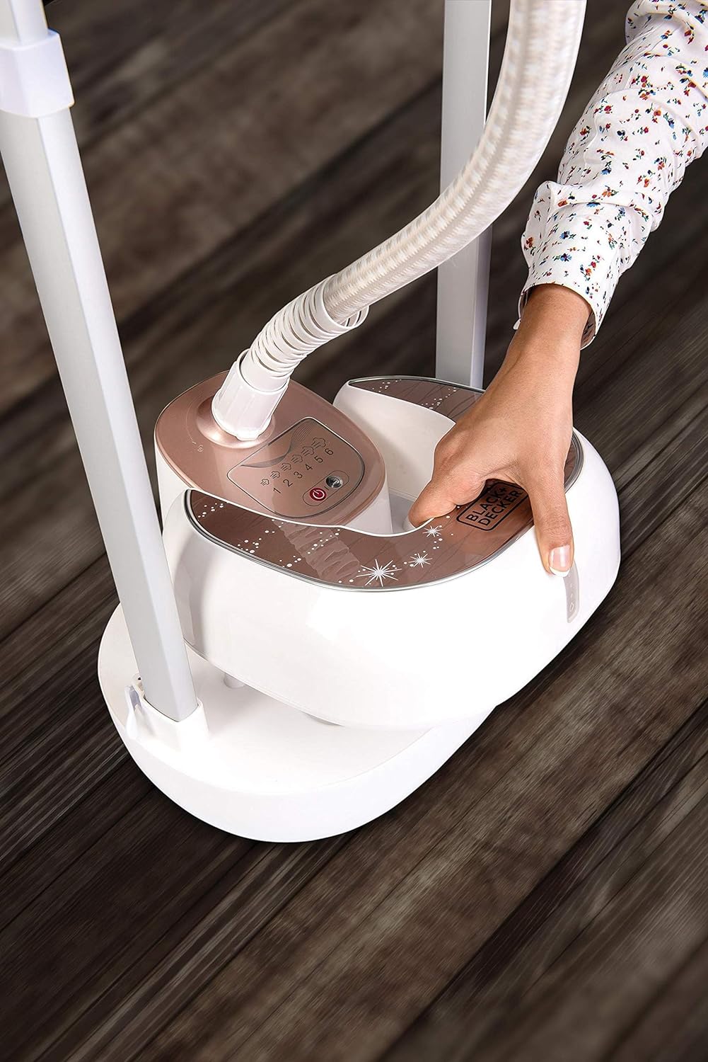 BLACK+DECKER 2400W 1.5L Upright Garment Steamer 35gm/min Steam, With Adjustable Double Poles Rotary Wheels, Multiple Attachments, For Quick Wrinkle Free&Santized Garment GST2400-B5