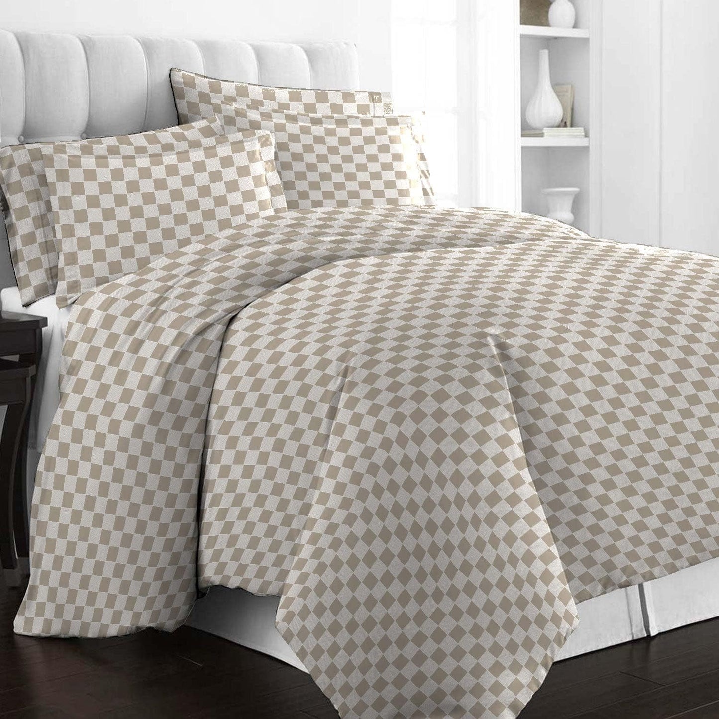 Pizuna Pure 100% Cotton Full Duvet Cover Set, Luxurious 400 Thread Count Long Staple Cotton Sateen Weave with Button Closure (Combed Grey Cascade Stripe Cotton Duvet Cover Full)
