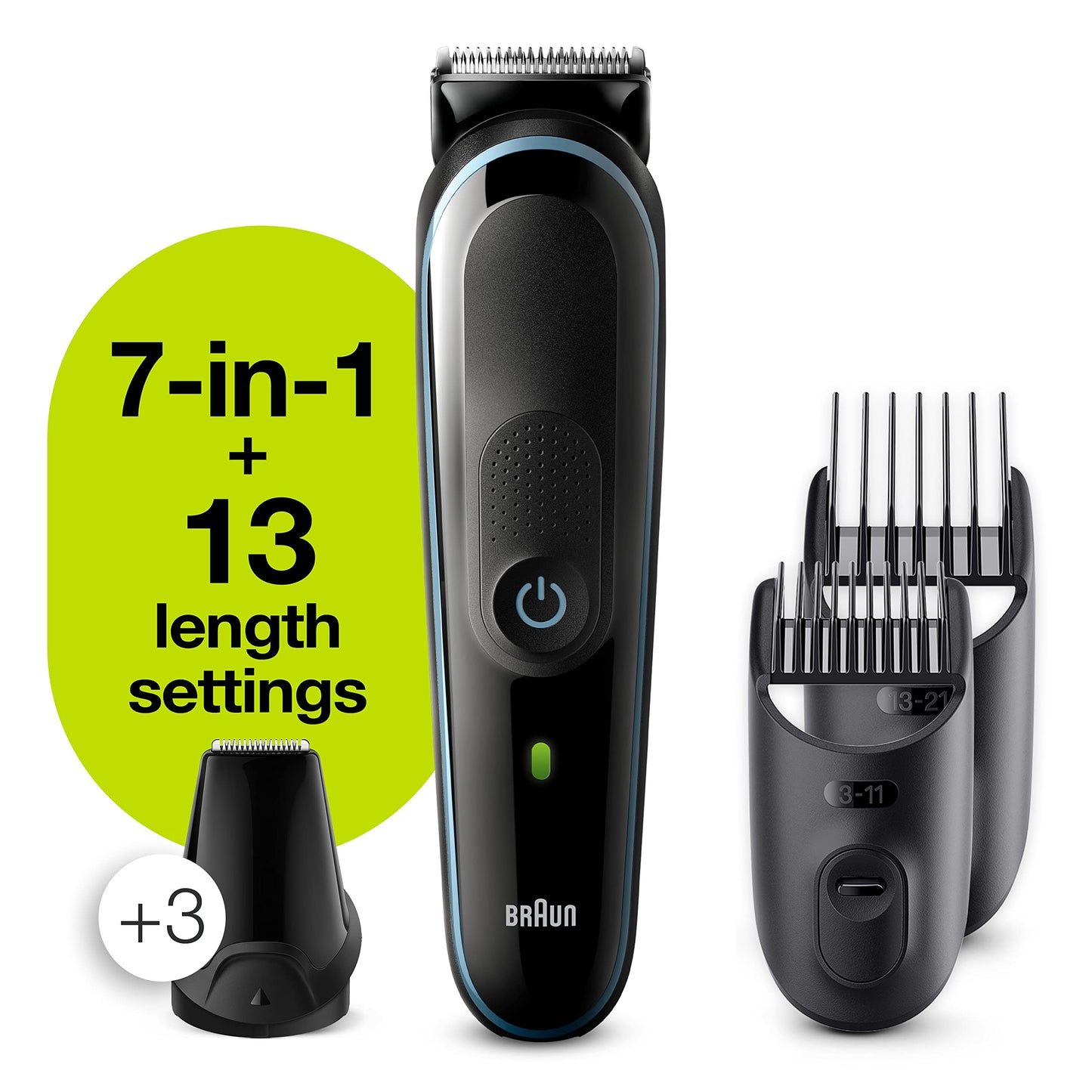 Braun Mgk 3245 All-In-One Trimmer 7-In-1 Beard Trimmer, Hair Clipper, Detail Trimmer, Rechargeable, With Gillette Proglide Razor, Blackblue