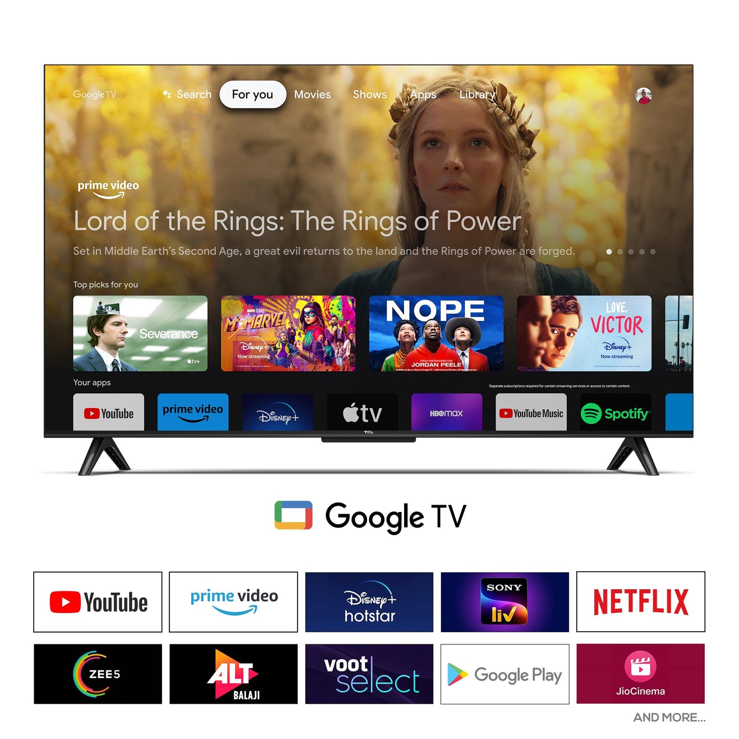 TCL 164 cm (65 inches) Bezel-Less Series 4K Ultra HD Smart LED Google TV 65P635 (Black)
