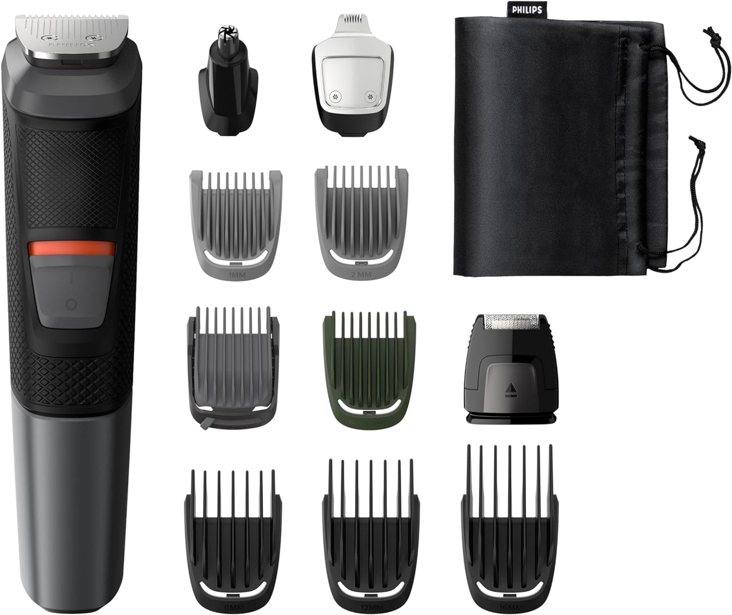 Philips Multigroom Series 3000 for Face, 6-in-1 Grooming Kit for beard, moustache, nose & ear hair, cordless, 60 min runtime, 16h full charging time, MG3710/33,Black
