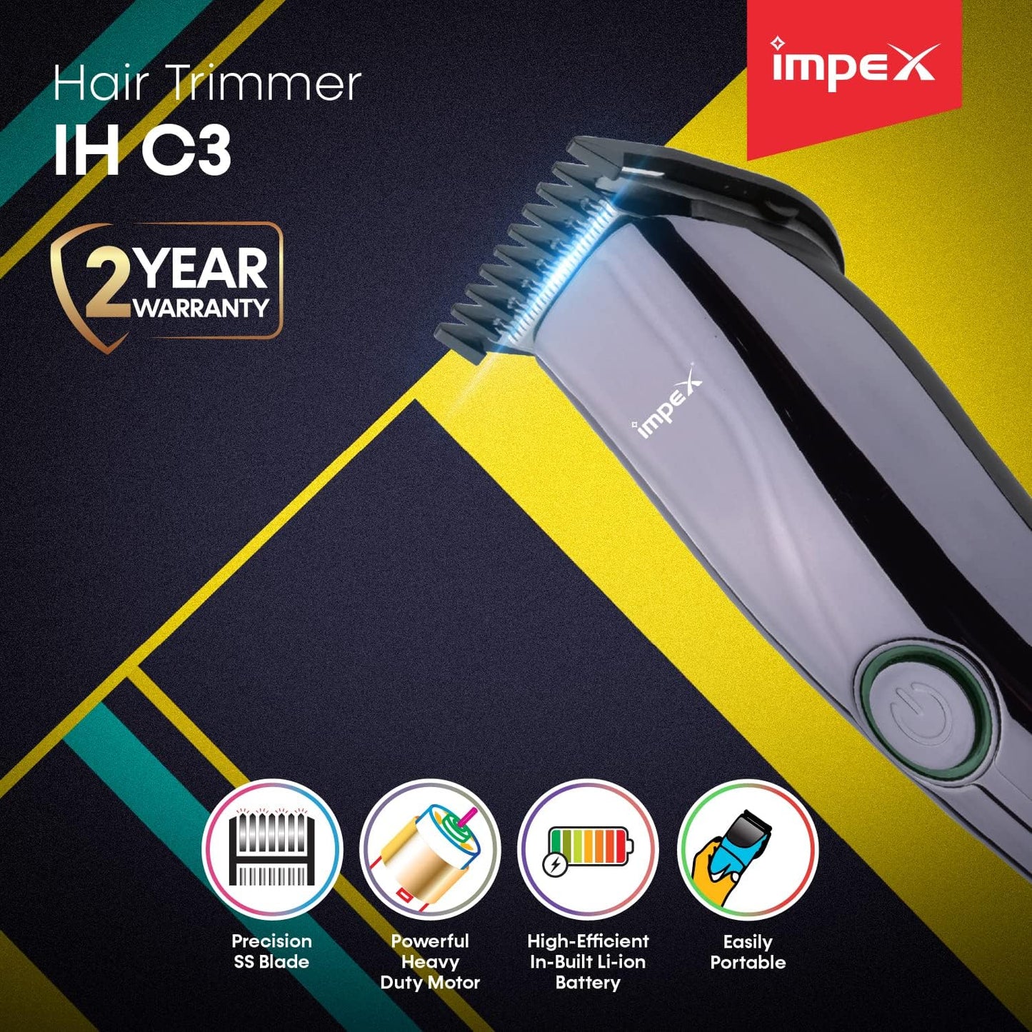Impex rechargeable hair trimmer Black - IH c3