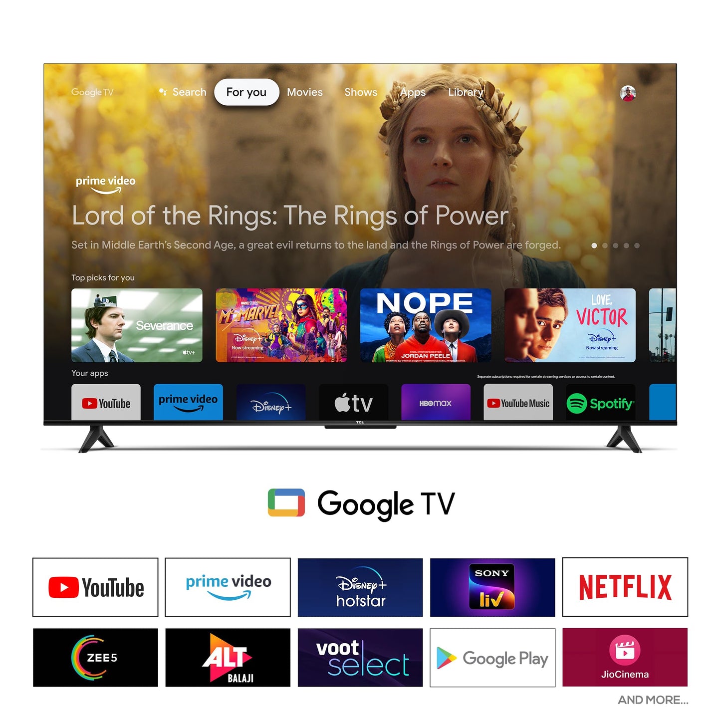 TCL 164 cm (65 inches) Bezel-Less Series 4K Ultra HD Smart LED Google TV 65P635 (Black)