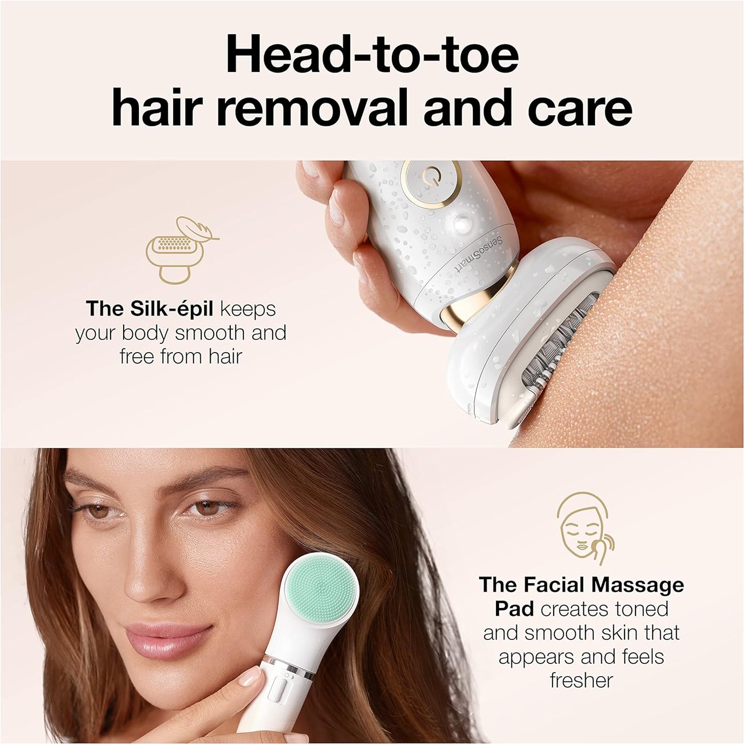 Braun Epilator Silk-épil 9 Flex 9-300 Beauty Set, Facial Hair Removal for Women, Shaver & Trimmer, Cordless, Rechargeable, Wet & Dry, FaceSpa