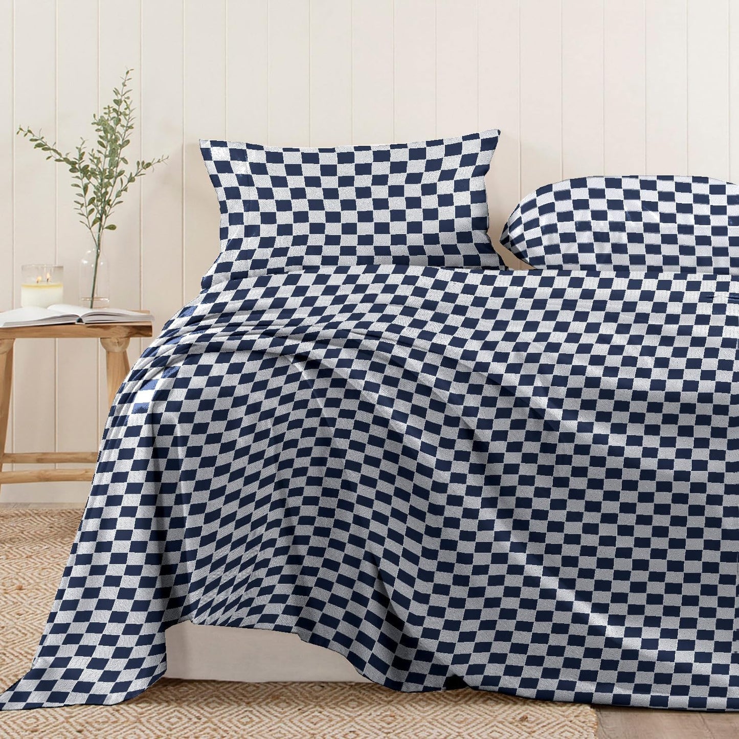 Pizuna Pure 100% Cotton Flat Sheets Only King Grey Cascade Stripe (1 PC), Luxurious 400 Thread Count Long Staple Cotton Sateen with 4" Hem (Combed King Flat Sheet Only Cotton)