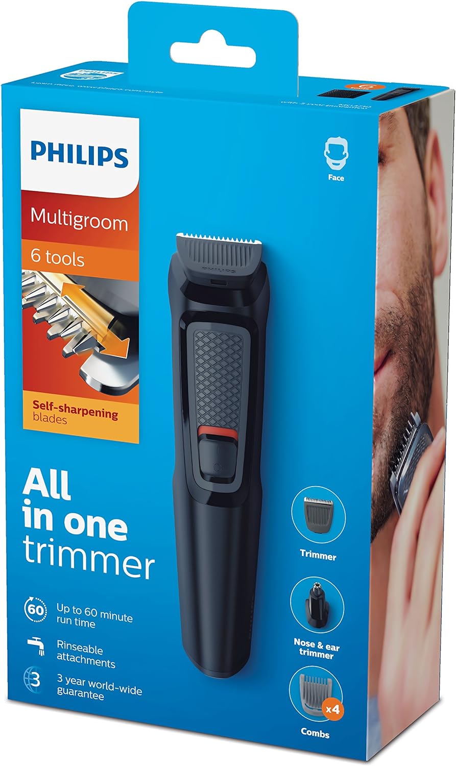 Philips Multigroom Series 3000 6-In-1 Trimmer - Mg371013, 2 Years Warranty