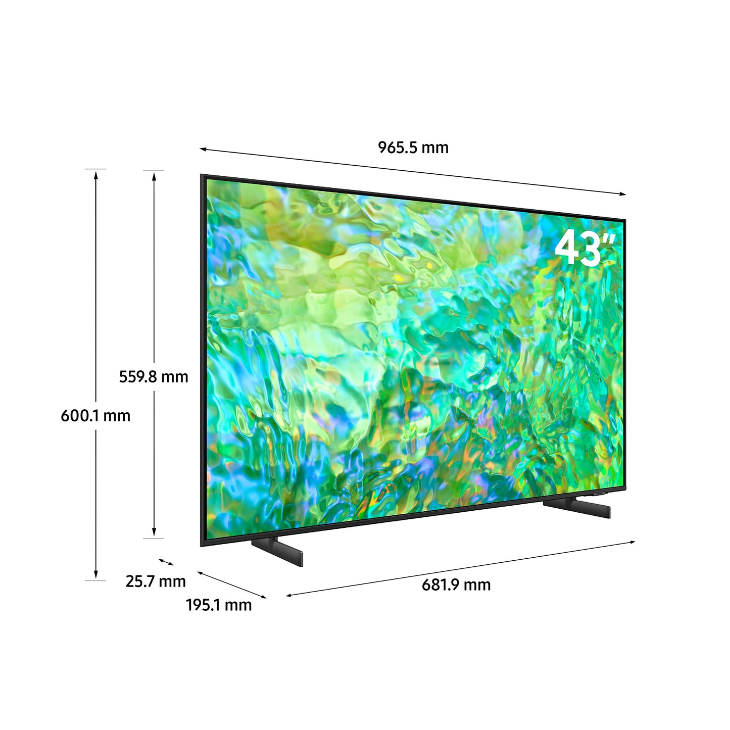 Samsung 43 Inch TV Crystal UHD 4K Crystal Processor 4K Airslim Dynamic Crystal Color - UA43CU8000UXZN (2023 Model)
