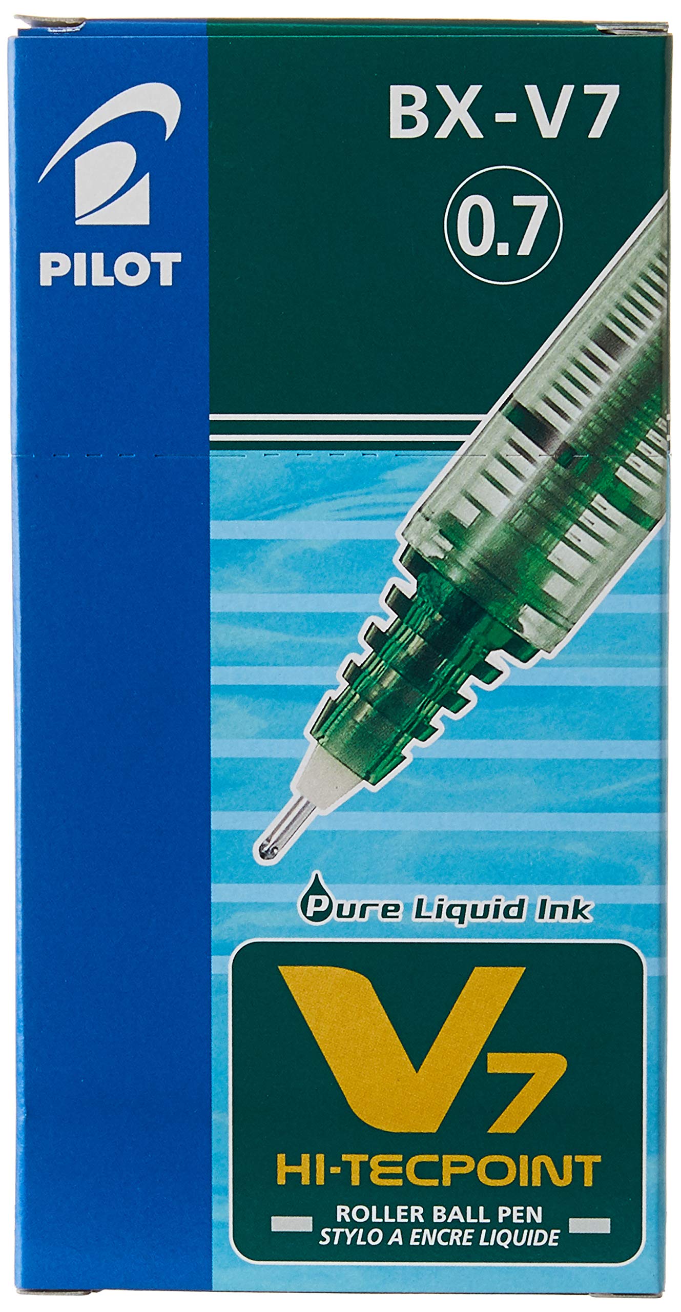 Pilot V7 Hi-Tecpoint Rollerball Pen, 0.7 mm Tip - Green