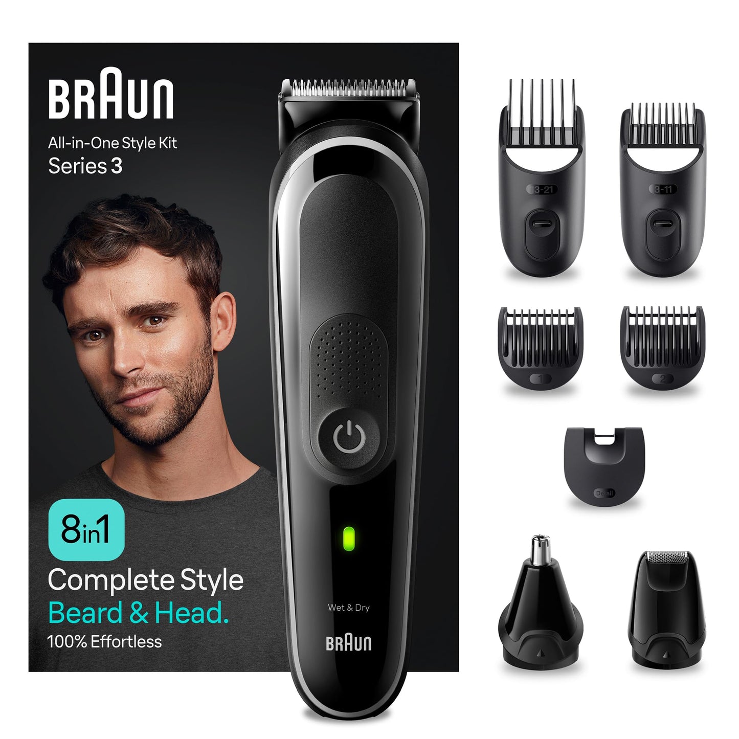 Braun Mgk 3245 All-In-One Trimmer 7-In-1 Beard Trimmer, Hair Clipper, Detail Trimmer, Rechargeable, With Gillette Proglide Razor, Blackblue
