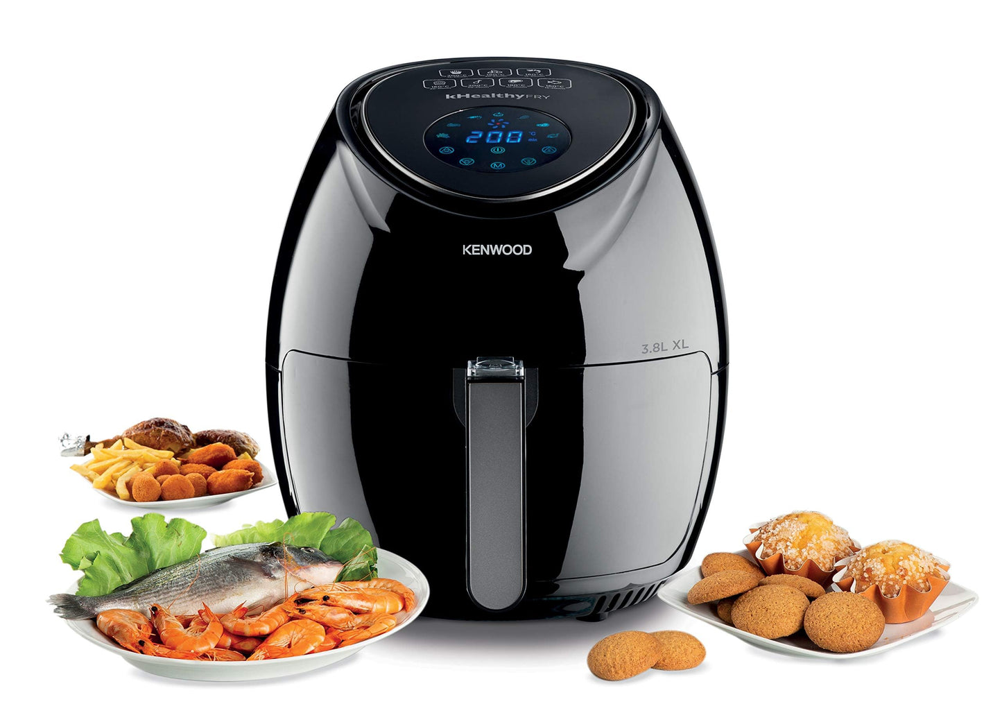 Kenwood Digital Air Fryer XL 3.8L 1.7Kg 1500W With Rapid Hot Air Circulation For Frying, Grilling, Broiling, Roasting, Baking And Toasting Hfp30.000Wh, White