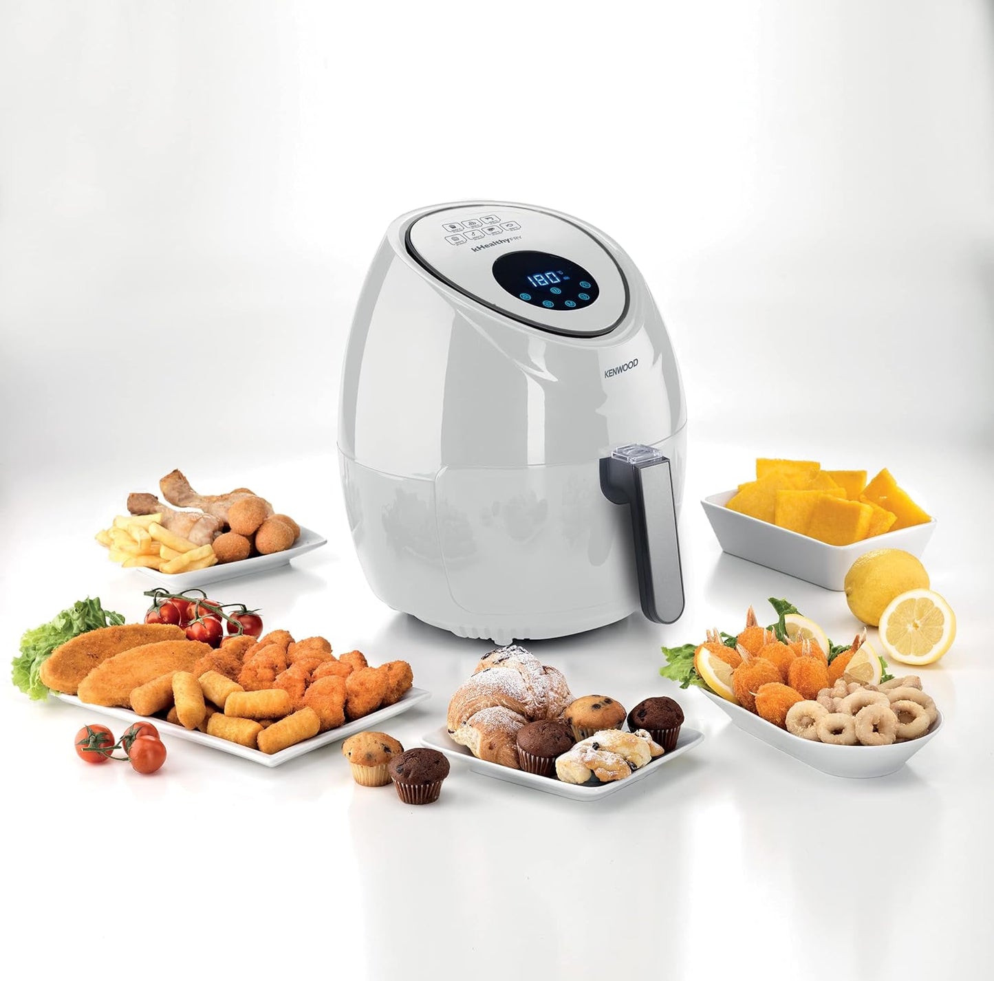 Kenwood Digital Air Fryer XL 3.8L 1.7Kg 1500W With Rapid Hot Air Circulation For Frying, Grilling, Broiling, Roasting, Baking And Toasting Hfp30.000Wh, White