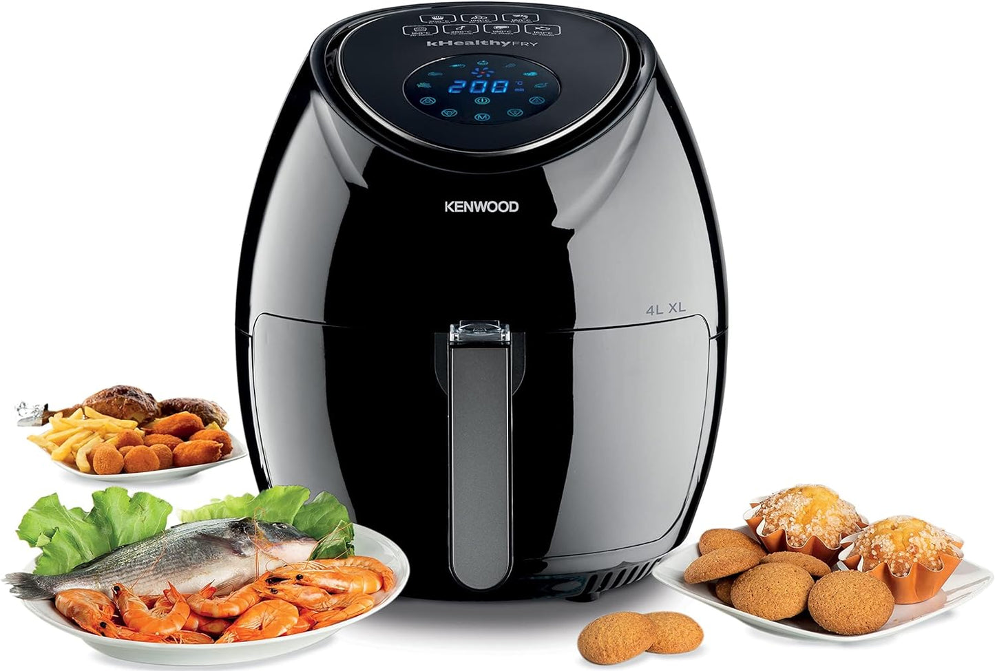Kenwood Digital Air Fryer XL 3.8L 1.7Kg 1500W With Rapid Hot Air Circulation For Frying, Grilling, Broiling, Roasting, Baking And Toasting Hfp30.000Wh, White