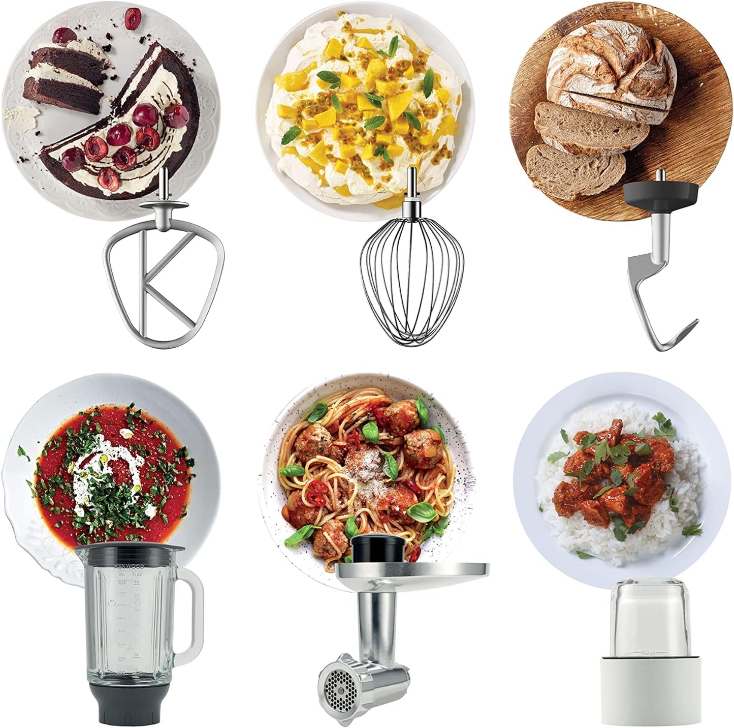 KENWOOD Stand Mixer Kitchen Machine Metal Body CHEF XL 1200W with 6.7L Stainless Steel Bowl, K-Beater, Whisk, Dough Hook, Blender KVL4110S Silver