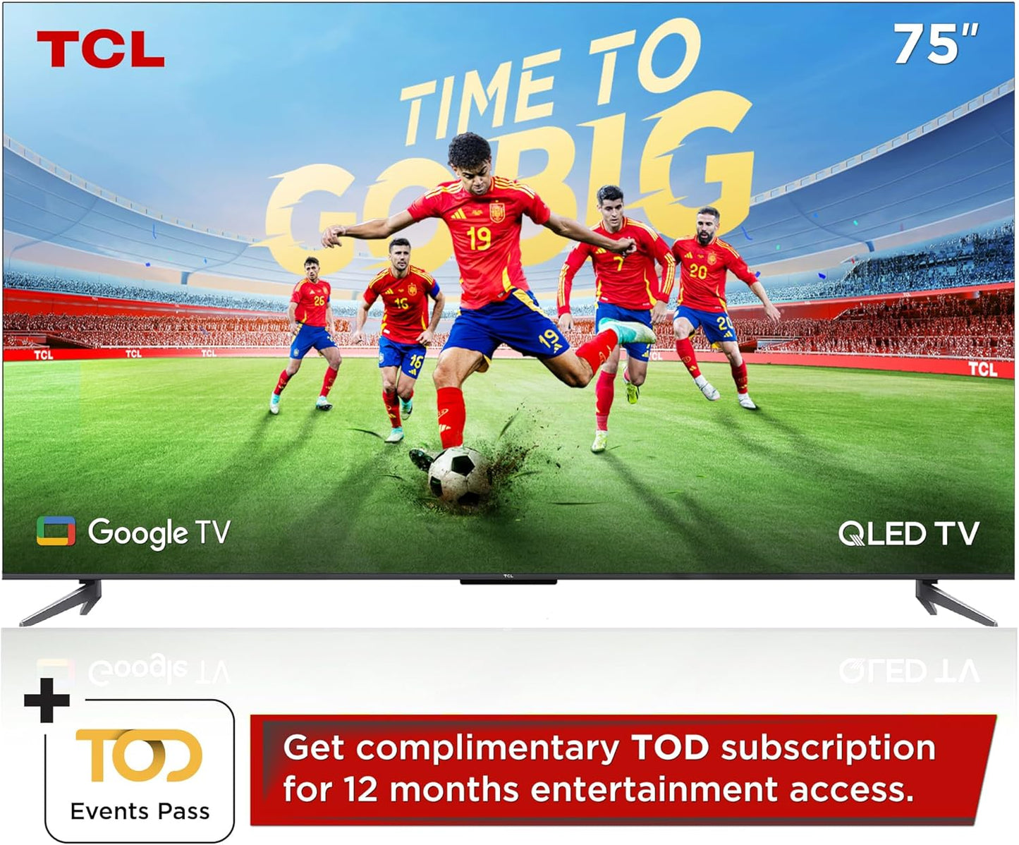 TCL 75 Inch TV 4K QLED Smart TV Dolby Vision Atmos HDR 10+ Game Master Wide Colour Gamut Quantum Dot Technology - 75C645 (2023 Model)
