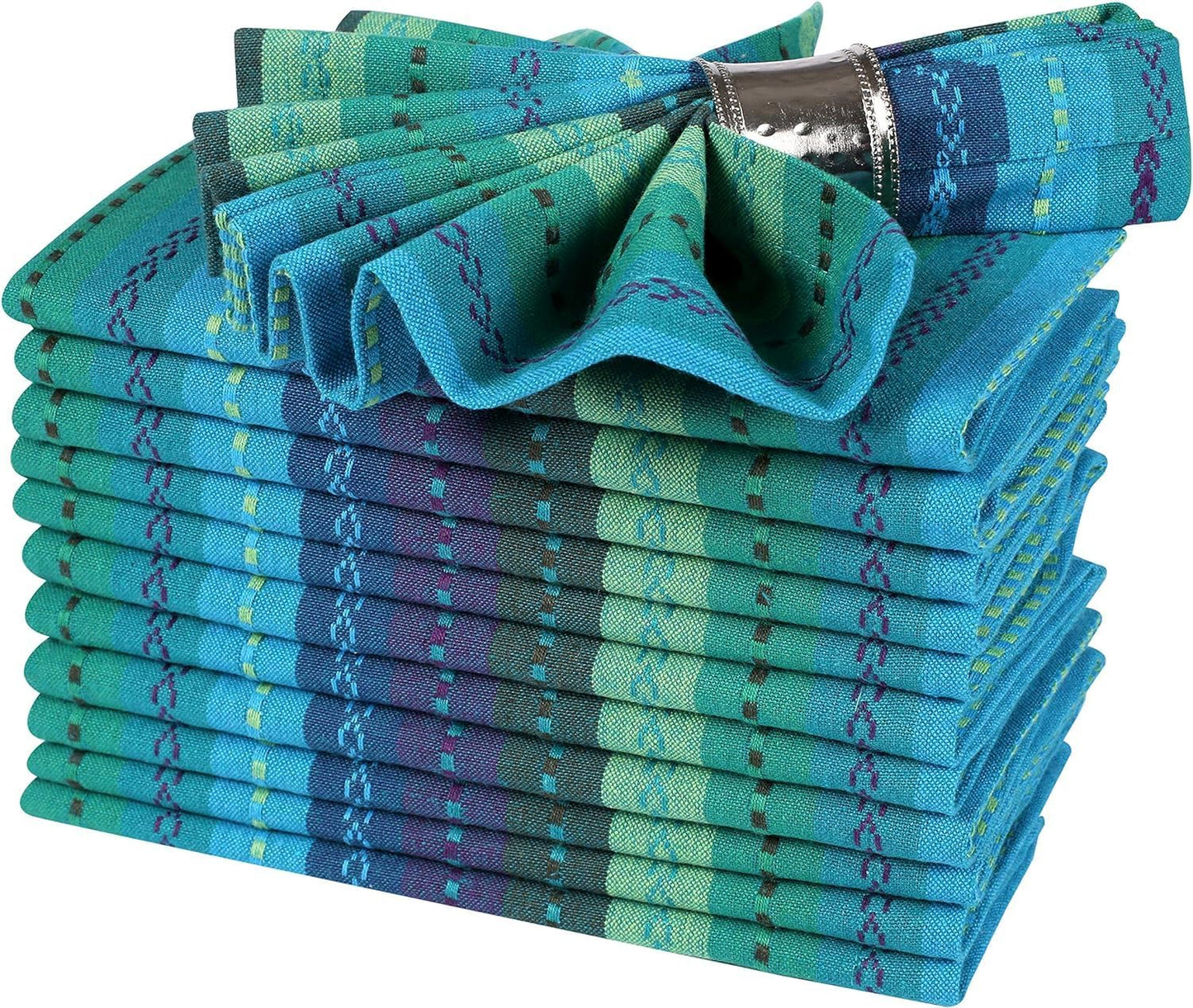 Lavish Touch Brookyn Stripe Kitchen Towel 18x28 inch,100% Cotton